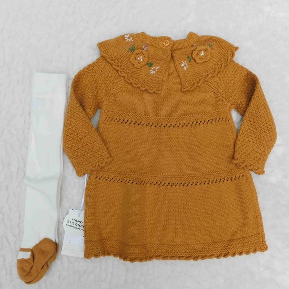 Max Studio 6-9M Collared Sweater Dress with Tights NWT - Picture 3 of 3